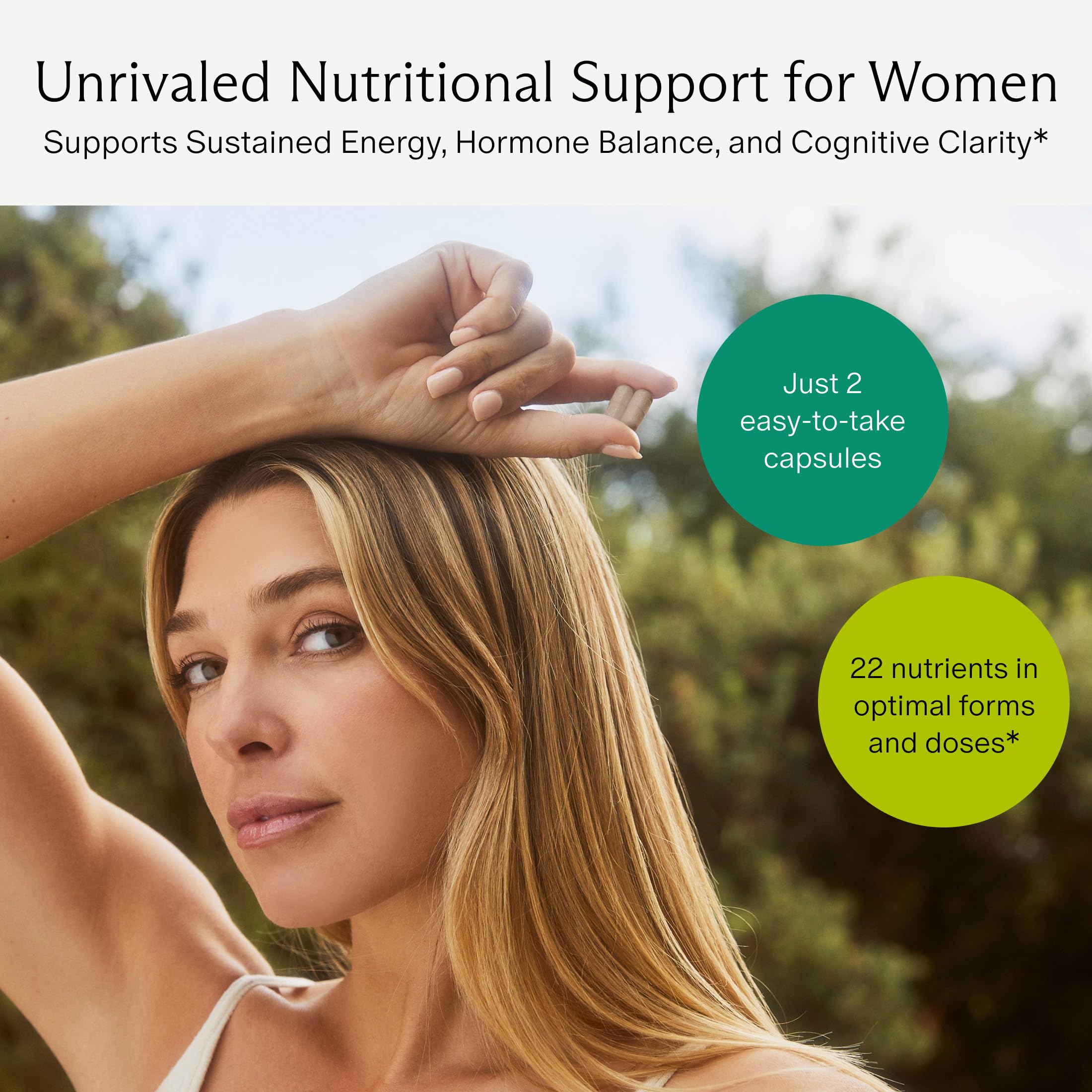 Needed Women's Multivitamin nutrition label view emphasizes 23 nutrients.