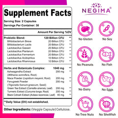 Negima menopause 120 billion CFU label close-up highlighting potency for daily wellness