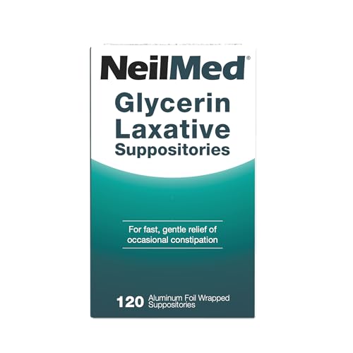 NeilMed glycerin suppositories individual wrappers enabling hygienic, convenient use on the go.