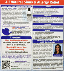 Blue isotonic packets from NeilMed Sinus Rinse enable standard saline rinsing.