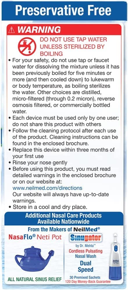 NeilMed Sinus Rinse bottle in use for at‑home nasal irrigation.