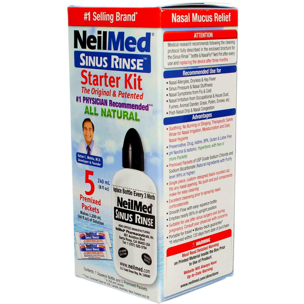 NeilMed Sinus Rinse Starter Kit measuring guide included for proper mixing.