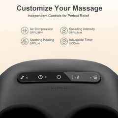 Nekteck foot massager intensity controls shown with Low/Med/High options.