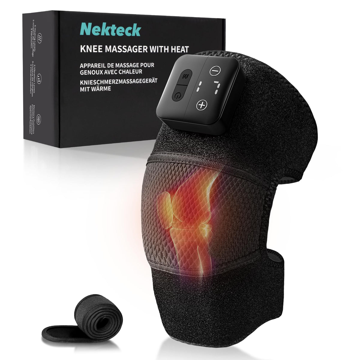 Nekteck knee massager heat cover delivers soothing warmth during knee recovery.