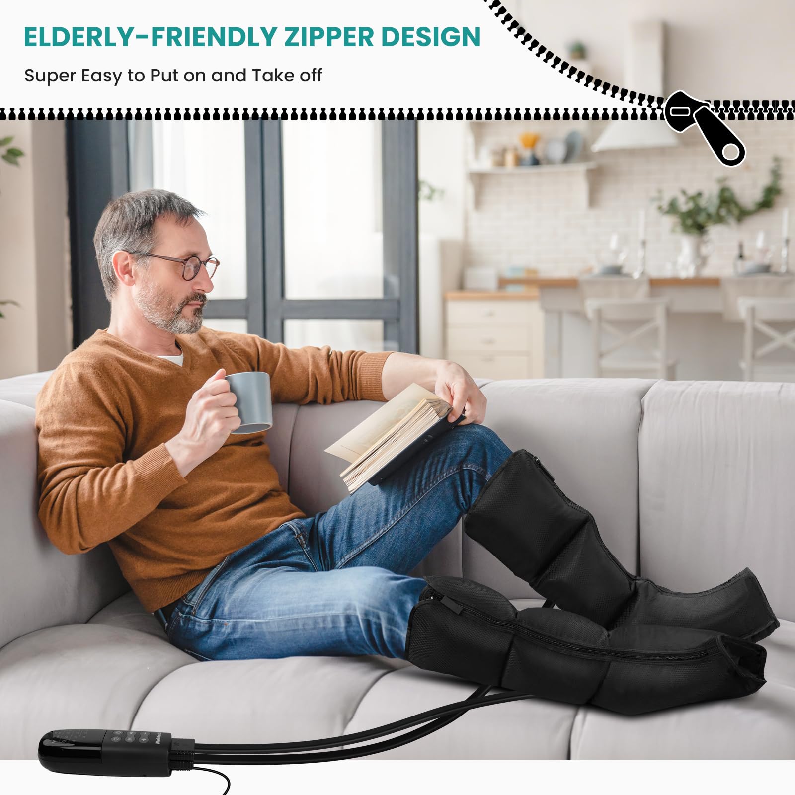 Nekteck leg massager zipper design ensures easy on/off