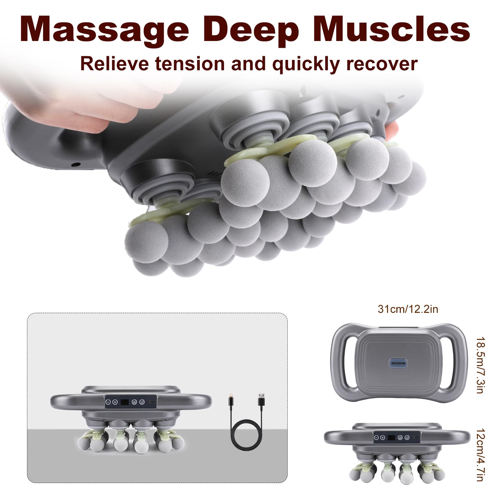 nektron 28-head massage gun set modes-controls show 9 settings for tailored recovery