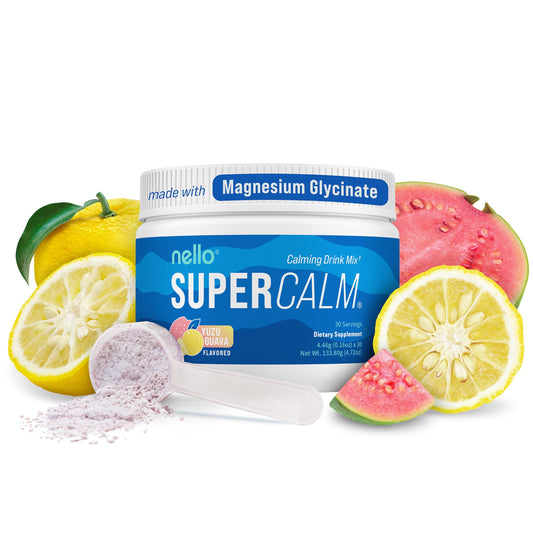Nello SuperCalm blue coconut packets for quick relaxation and focus on the move