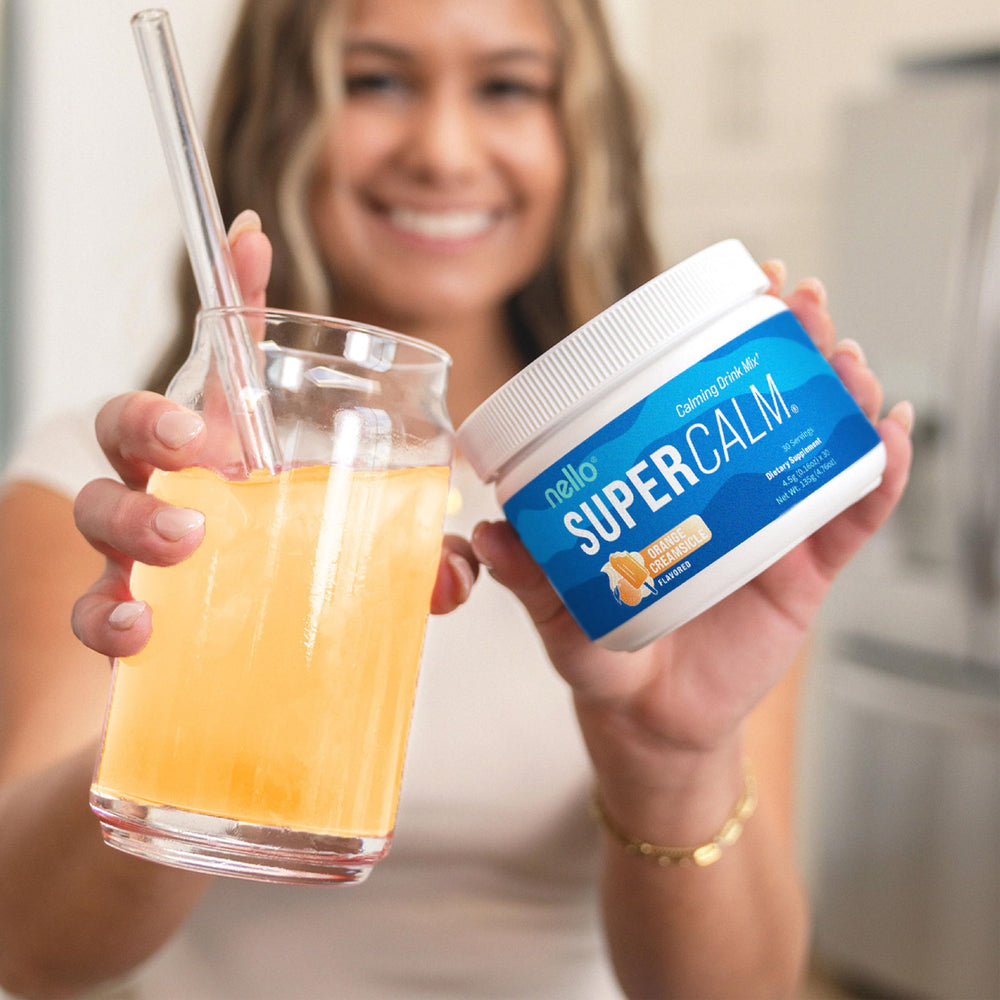 Nello Supercalm magnesium glycinate powder ready for night-time use.