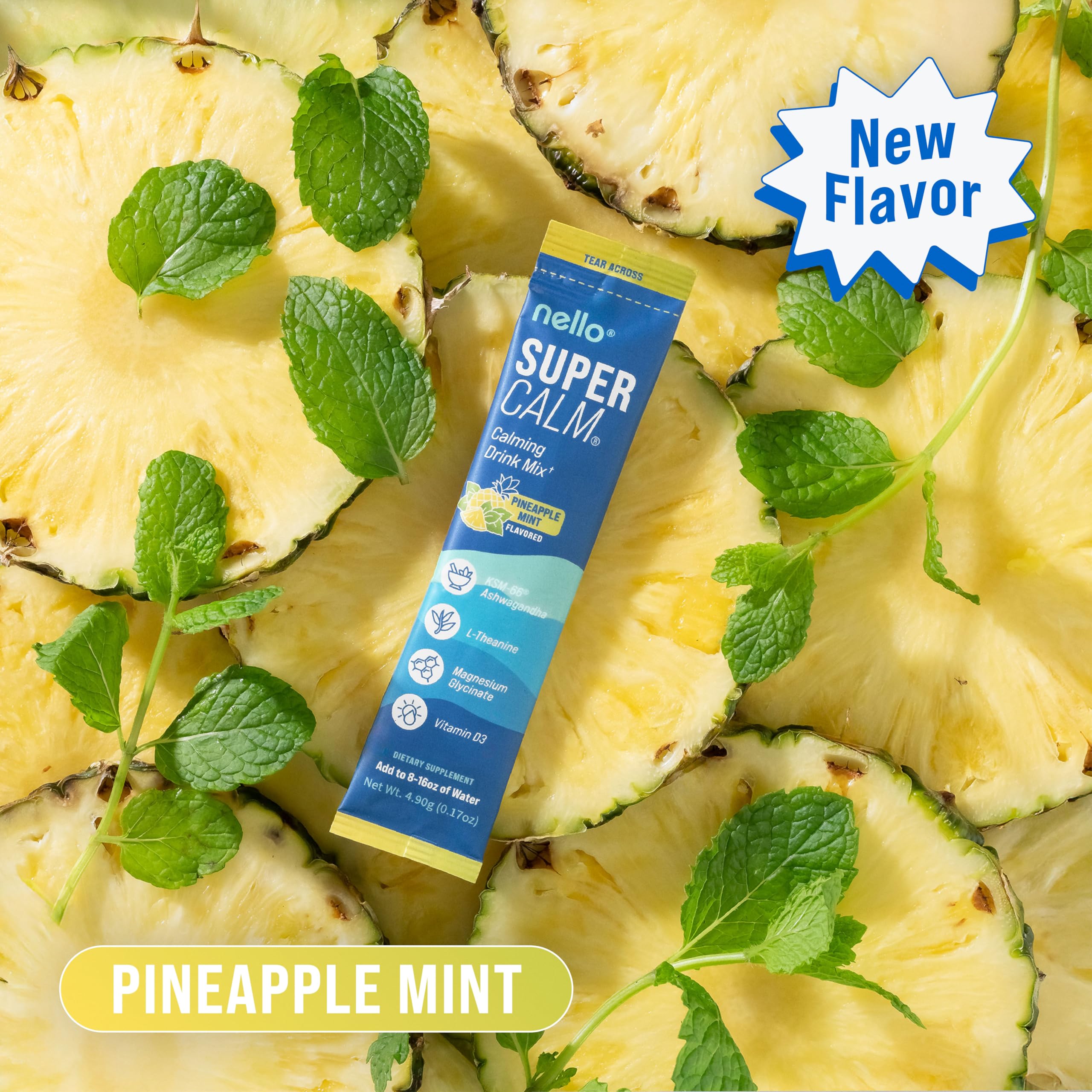 Nello Supercalm pineapple mint canister for daily calm and balanced energy.