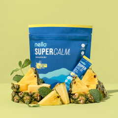 Nello Supercalm prepared pineapple mint drink in glass for relaxing, refreshing evenings.