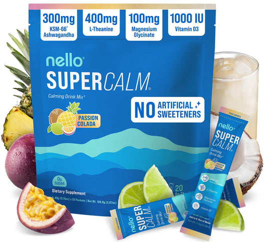Nello Supercalm raspberry lemonade packet ready to mix for on-the-go calm
