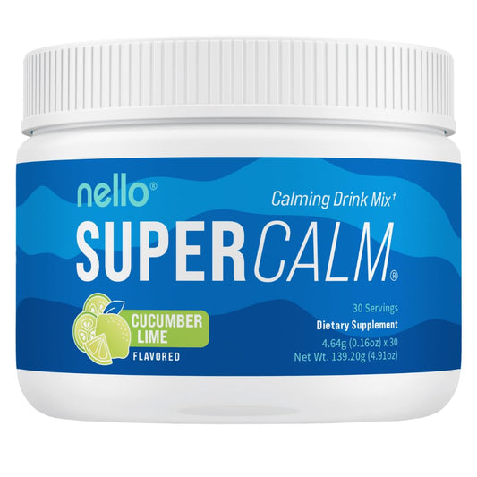 Nello SuperCalm tub with cucumber lime flavor supports relaxed focus and balanced energy.