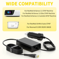 NENASEW AirSense 11 compatibility list shows AirSense 11 and AirMini support for in-car power.