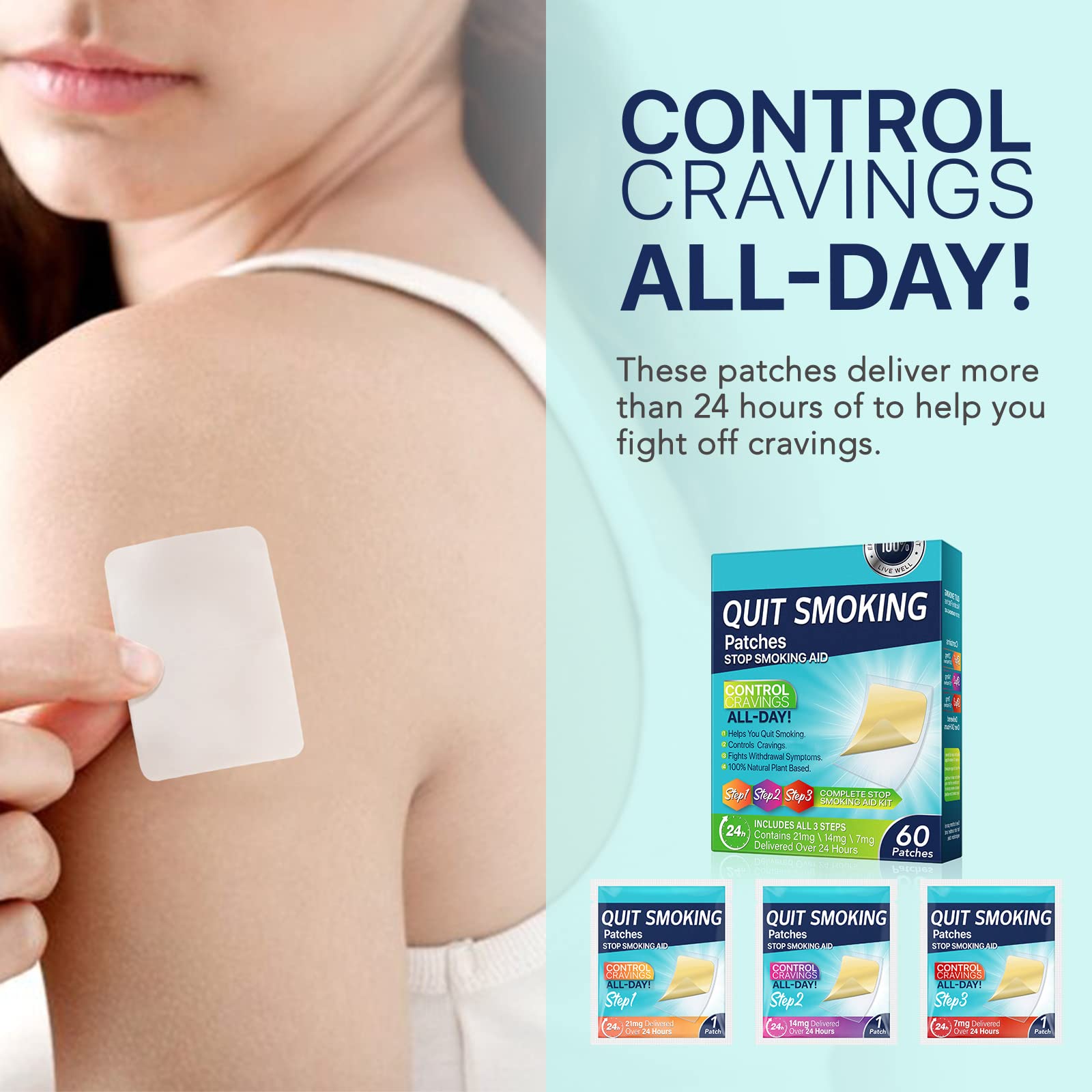 NenMaoKeNu step2 patch applied to skin for continued support during the quit journey