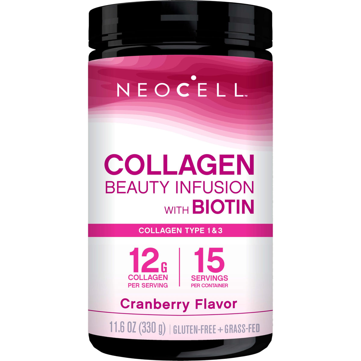 NeoCell Collagen Beauty Infusion tub with cranberry flavor for daily hydration.