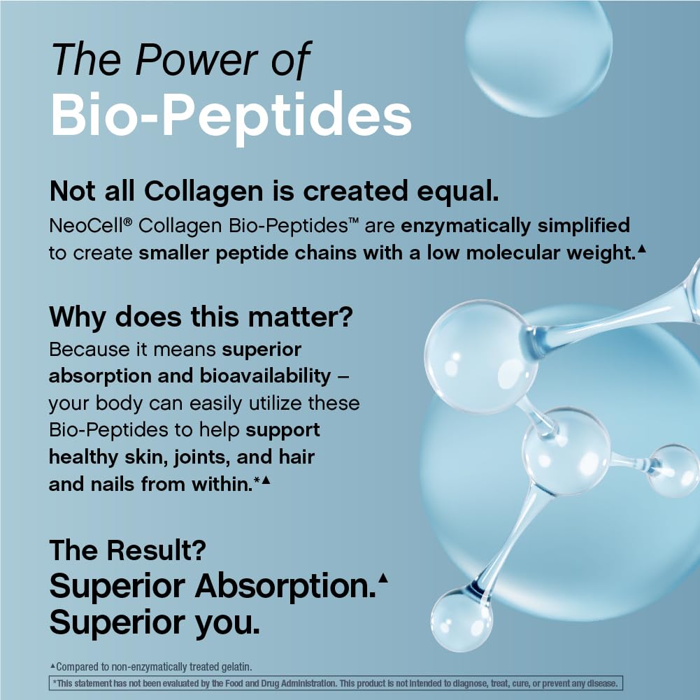 NeoCell Collagen Bio-Peptides powder blended into smoothies for radiant skin.