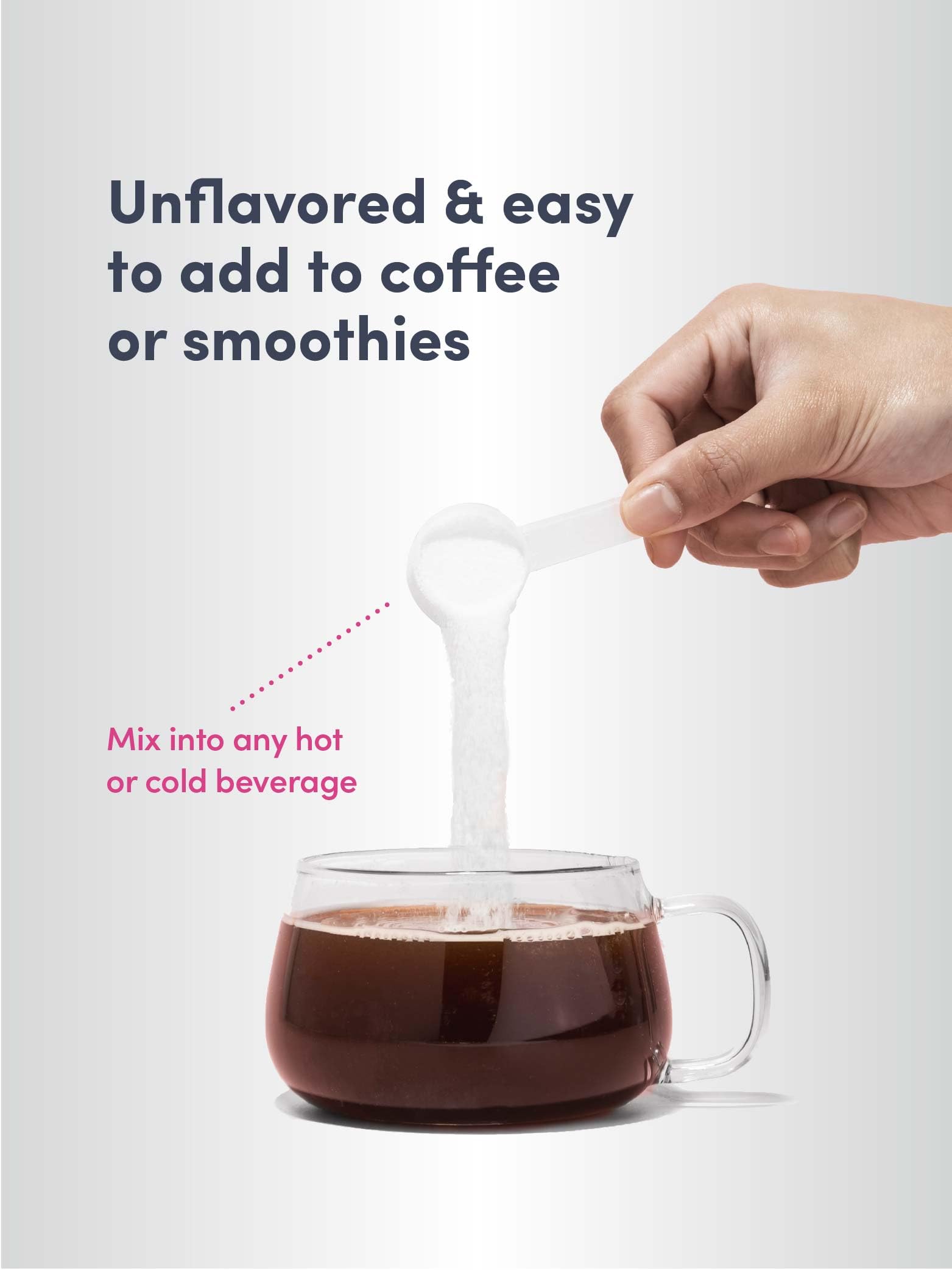 Powder dissolving in beverage to illustrate easy mixing