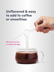Powder dissolving in beverage to illustrate easy mixing