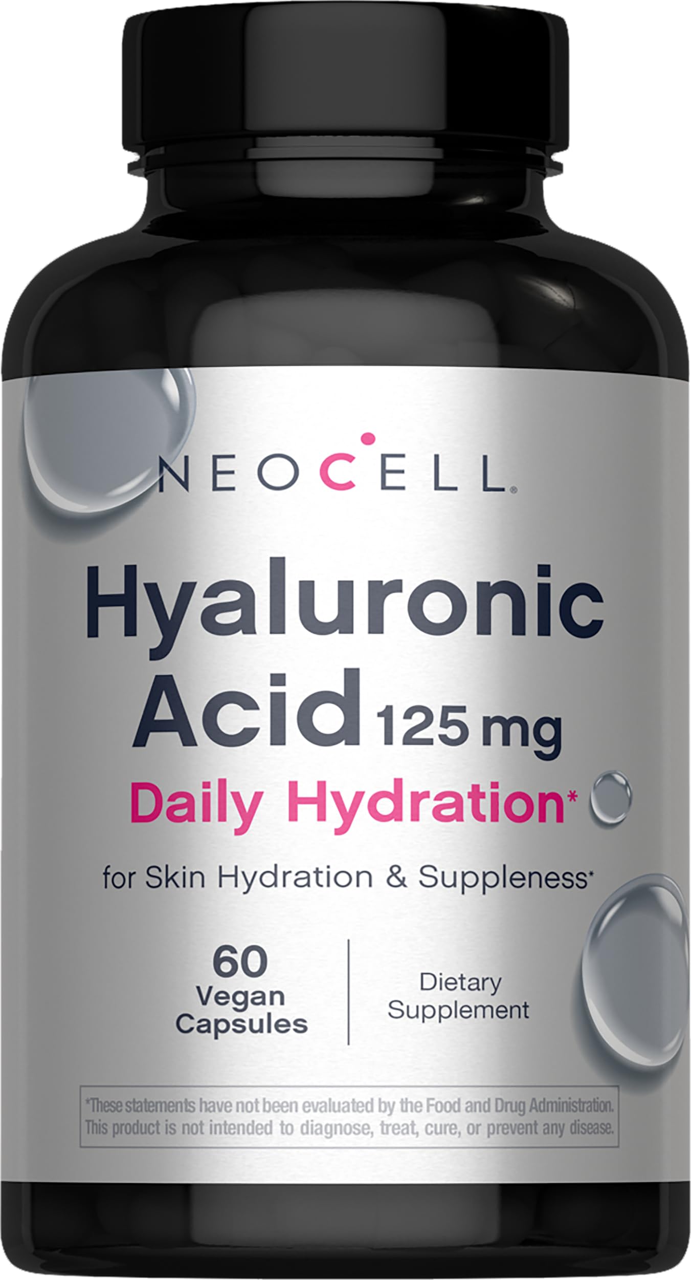 NeoCell Hyaluronic Acid Capsules bottle front highlighting daily hydration support