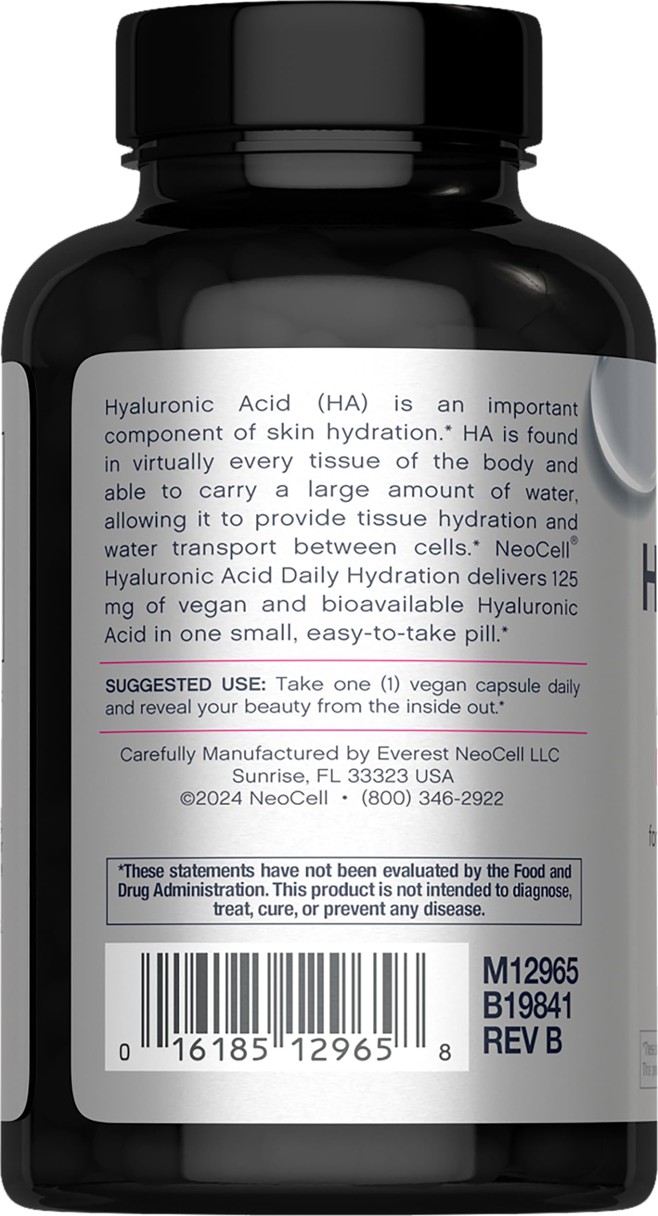 NeoCell Hyaluronic Acid Capsules daily-use scene suggests routine hydration benefits