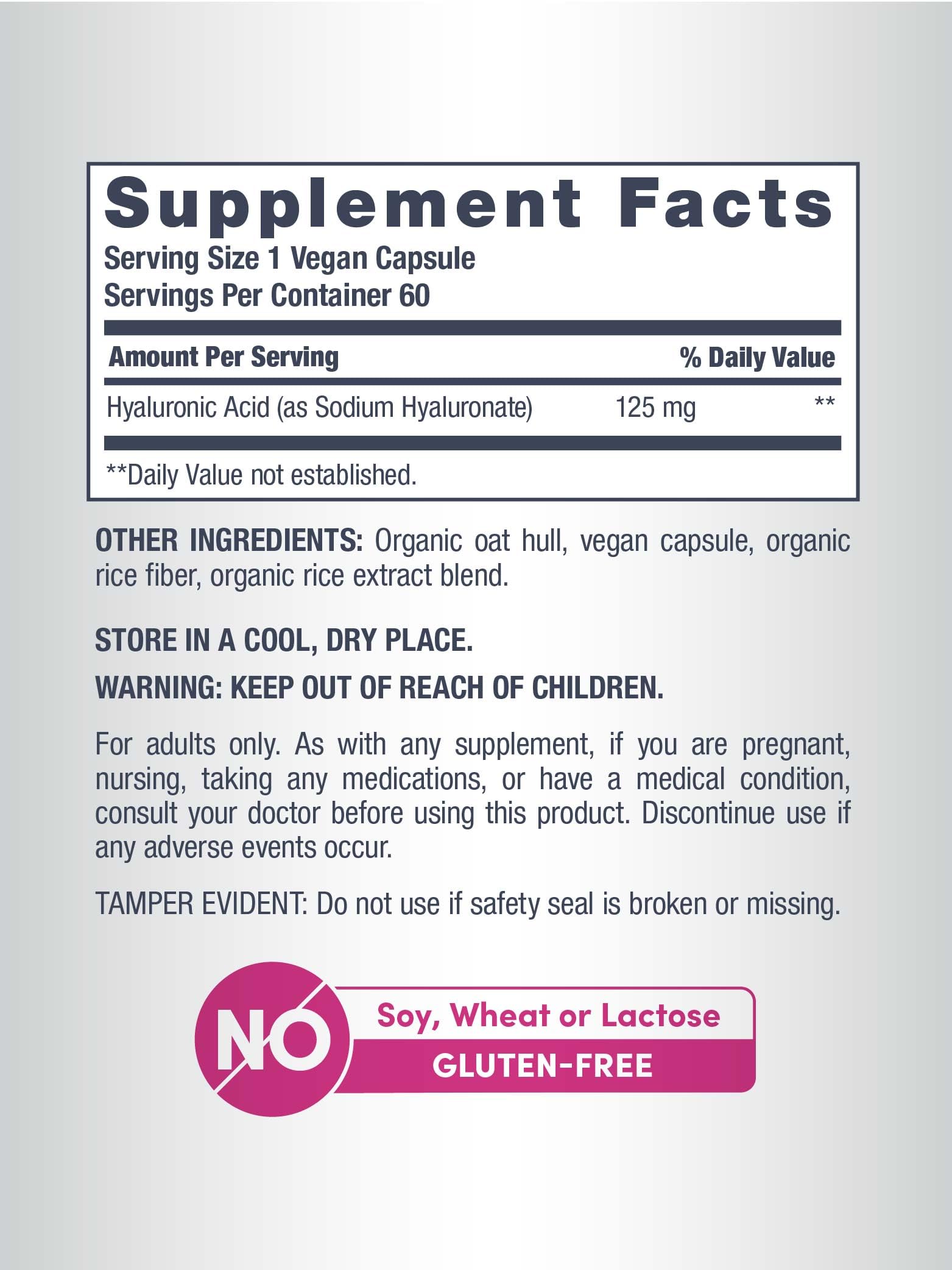 NeoCell ingredient panel highlights non-GMO, gluten-free, soy-free features
