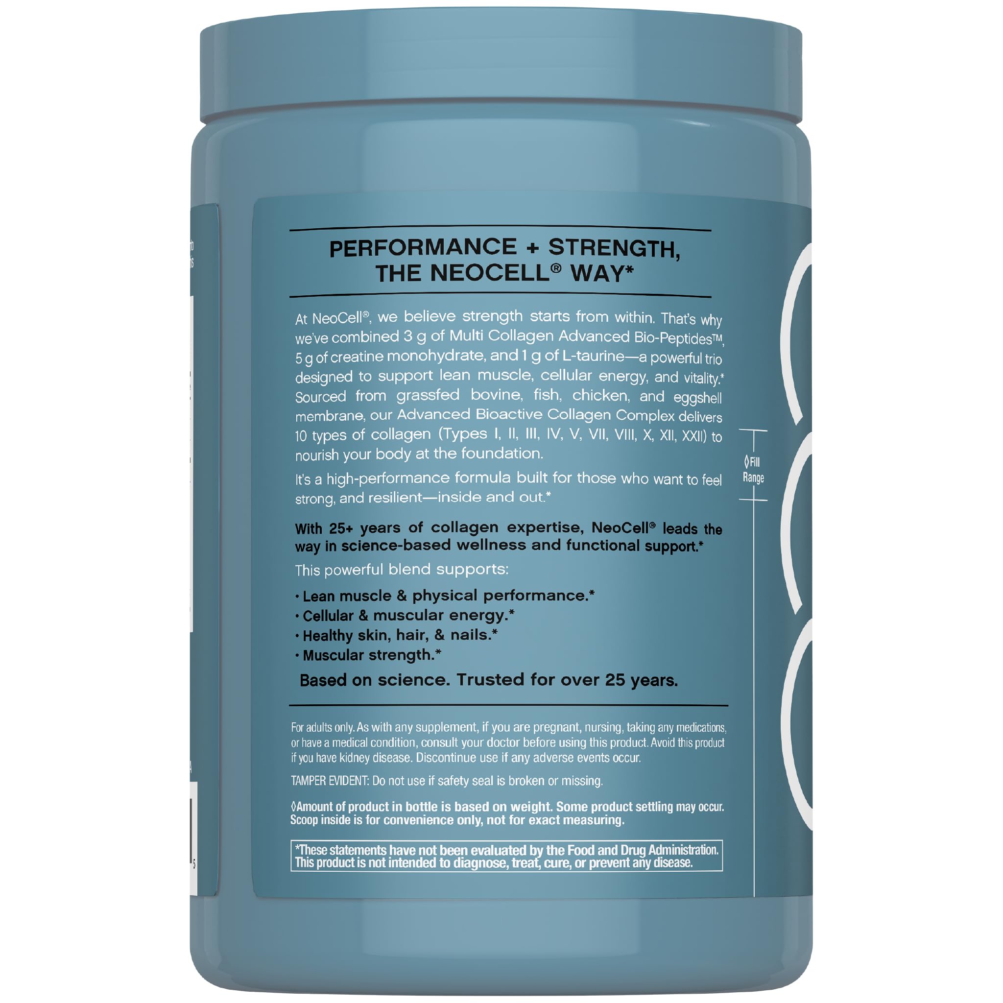 NeoCell Multi Collagen Bio-Peptides bottle highlights a versatile collagen blend.