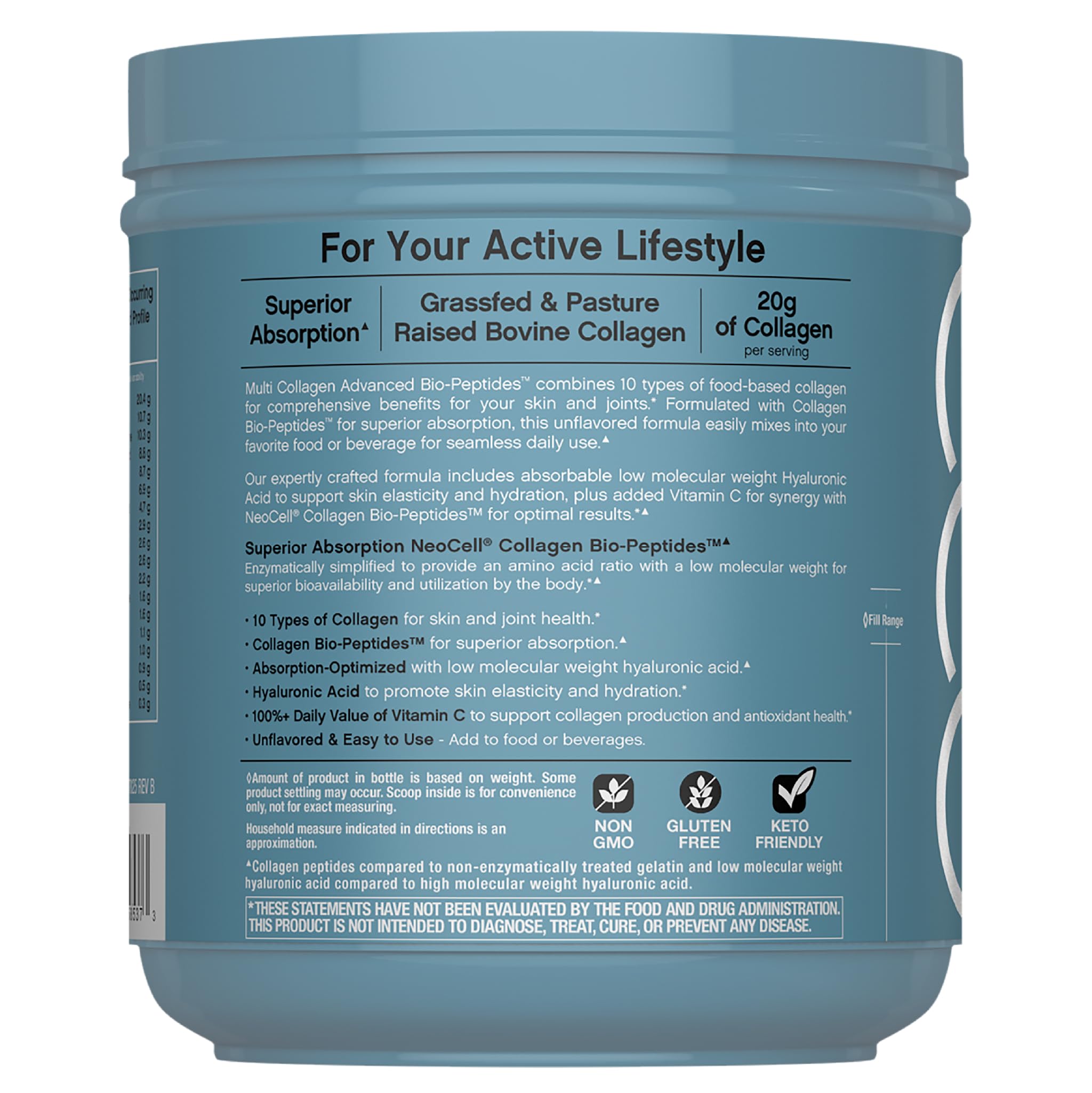 NeoCell Multi Collagen scoop ready to blend into beverages.