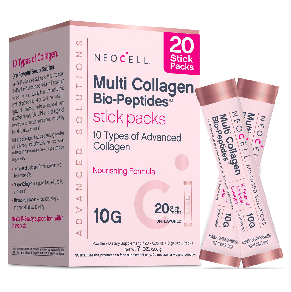 NeoCell Multi Collagen stick-pack front view for on-the-go routine