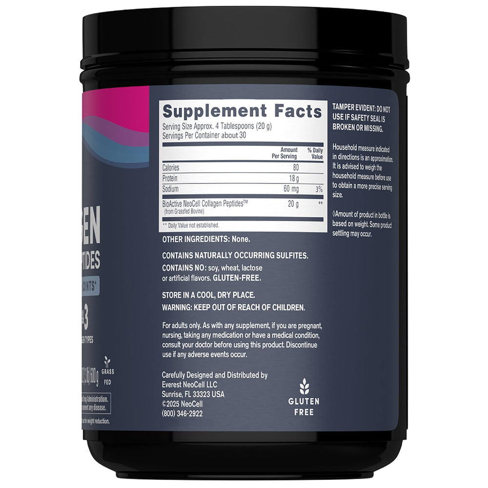 NeoCell scoop over powder measures 20 g collagen per serving