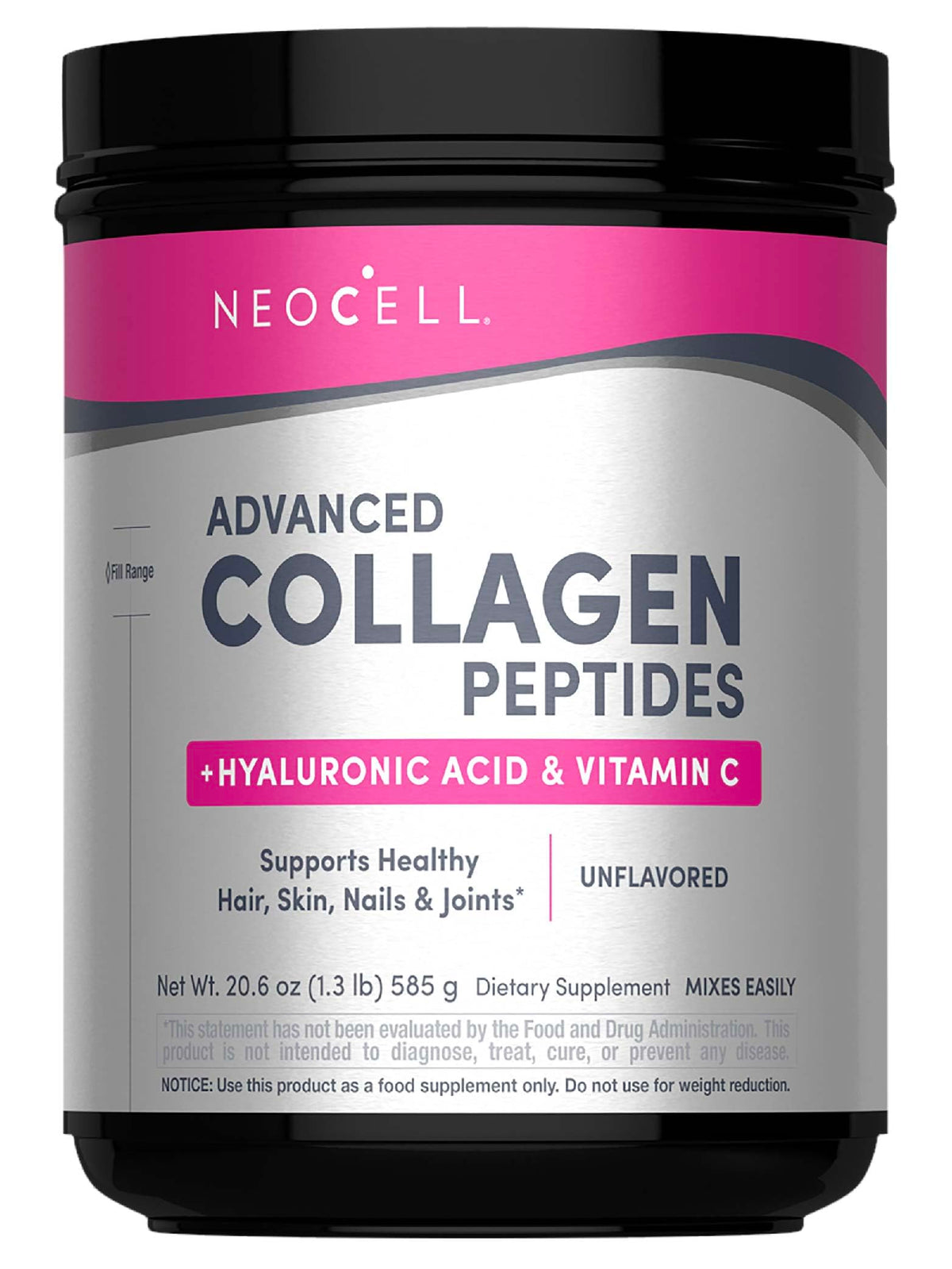 NeoCell Super Collagen Powder bottle shows 12g per serving for daily beauty support