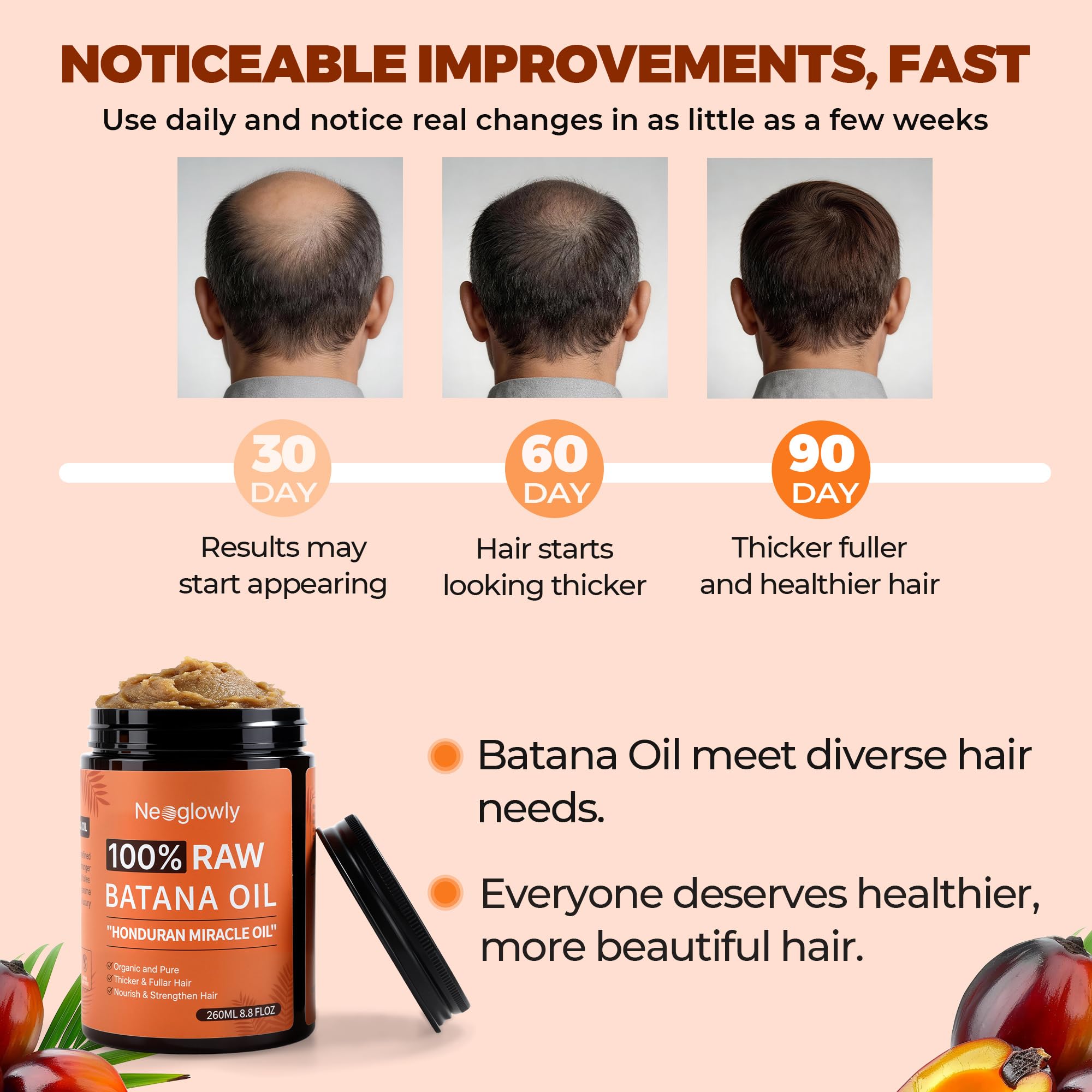 Hair strands showing shine after applying Neoglowly Batana Oil.