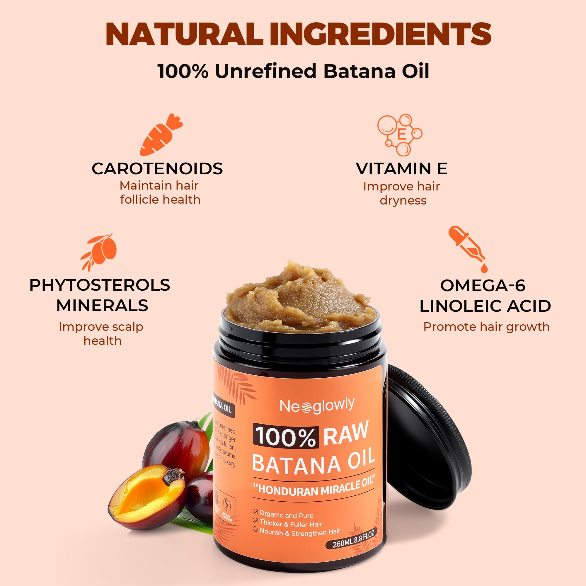Ethical sourcing note on Neoglowly Batana Oil packaging from co-ops.