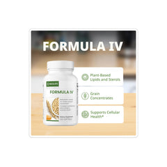 NeoLife Formula IV softgel label highlights essential vitamins and minerals in a convenient form.