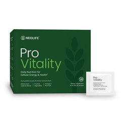 NeoLife Pro Vitality packets close-up for easy daily nutrition on the go.