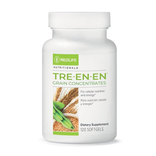 NeoLife TRE-en-en softgel bottle on white surface for easy daily nutrition