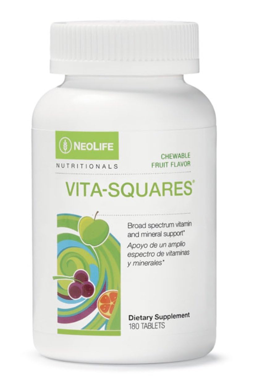 NeoLife Vita-Squares berry-citrus flavor chewables support kid nutrition with enjoyable taste.