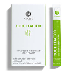 NEORA Youth Factor single-serve packet for convenient daily wellness boost.