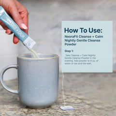 NeoraFit packaging with dosing spoon highlights simple nightly routine.