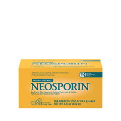 Neosporin antibiotic ointment 0.031 oz packet in yellow packaging for minor wounds