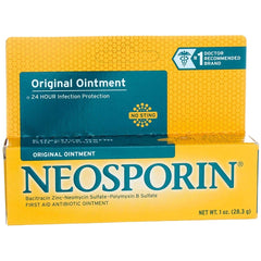 Neosporin Original Ointment bottle top view showing protection for minor wounds