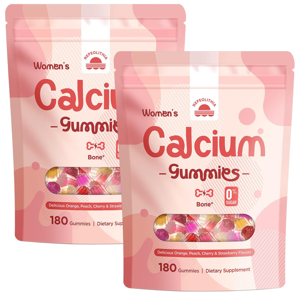 Nepeolithia Calcium Gummies for Women bottle with mixed fruit flavors for daily support.