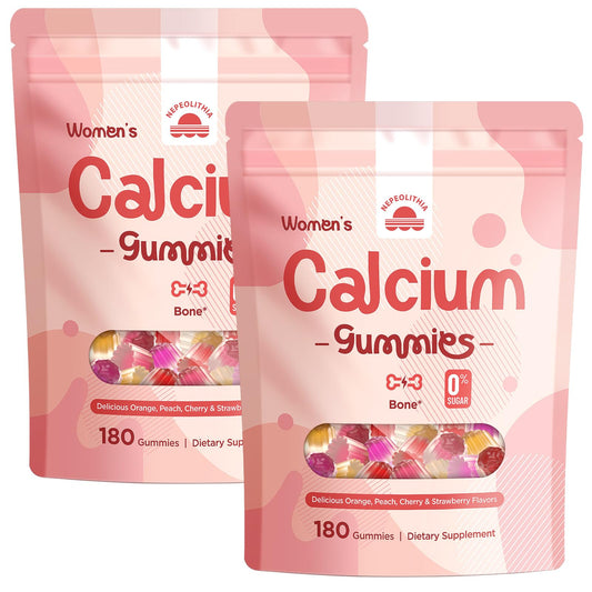 Nepeolithia Calcium Gummies for Women bottle with mixed fruit flavors for daily support.