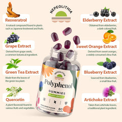 Nepeolithia Polyphenol Gummies serving with mixed berries