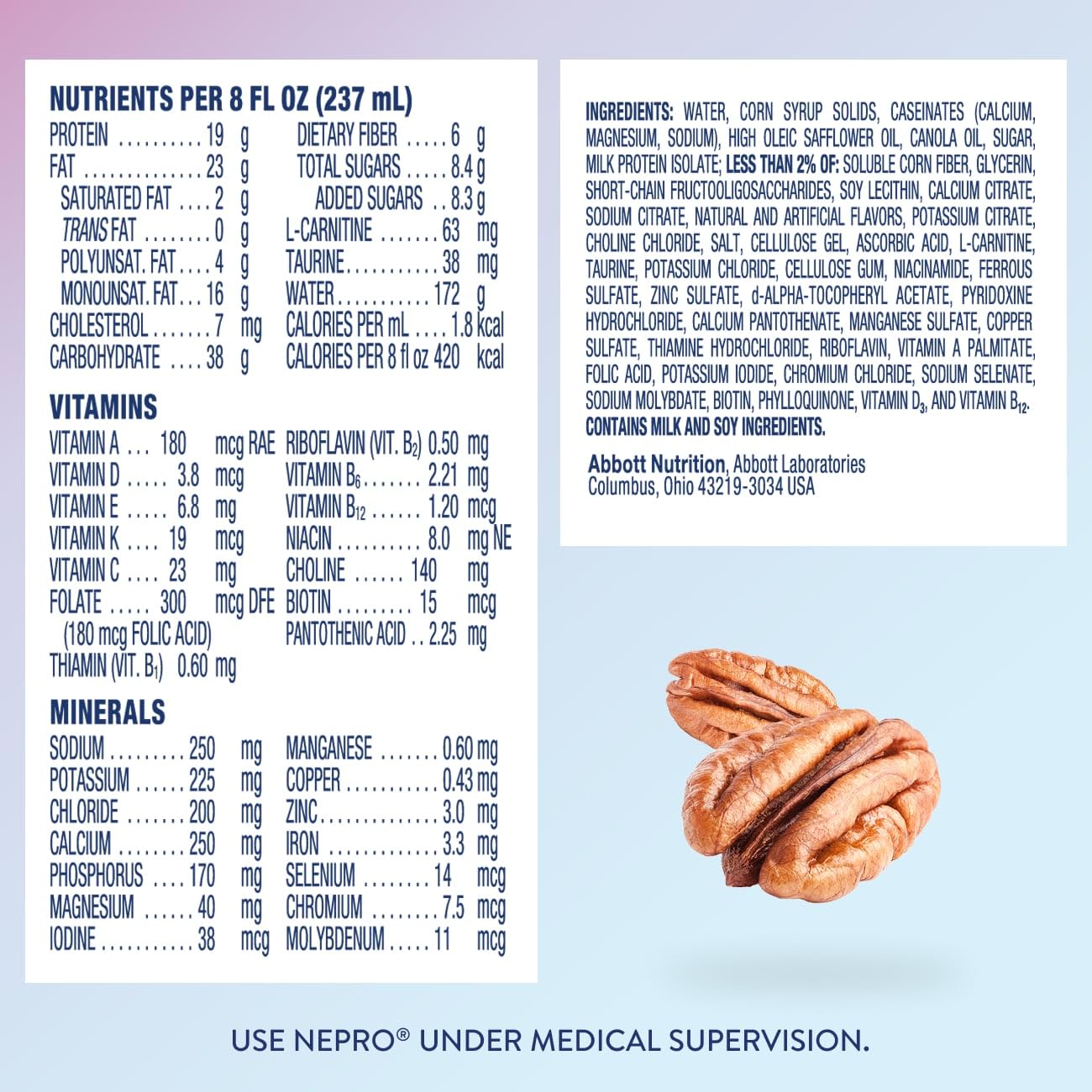 Nepro bottle and spoon on kitchen counter, convenient on-the-go nutrition.