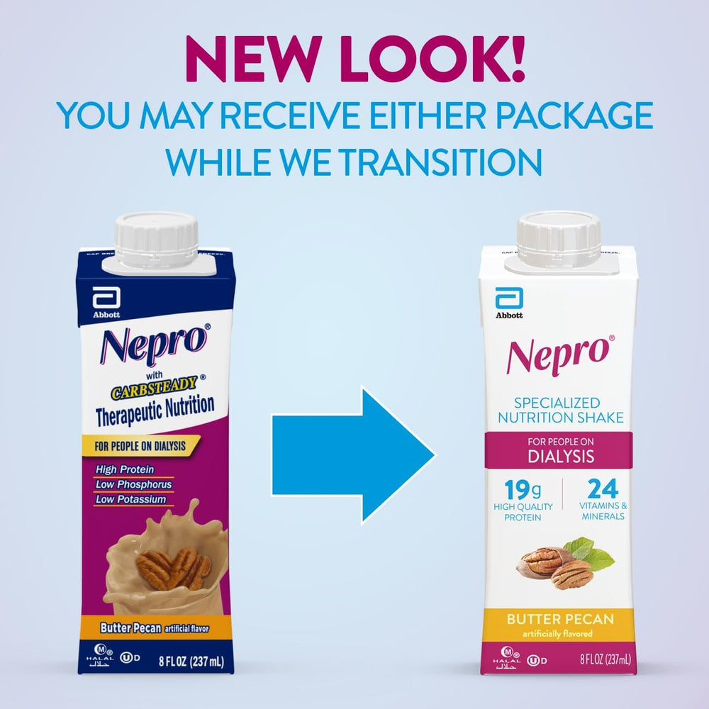 Nepro Vanilla bottle on counter, supports convenient daily nutrition.