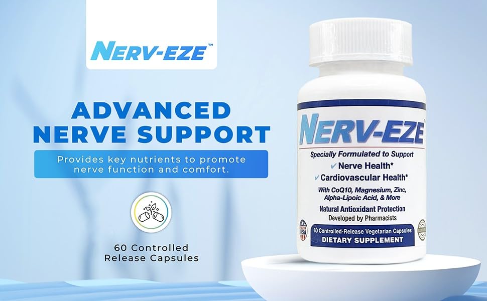 Nerv-Eze ingredient blend CoQ10 image emphasizing essential nutrients.