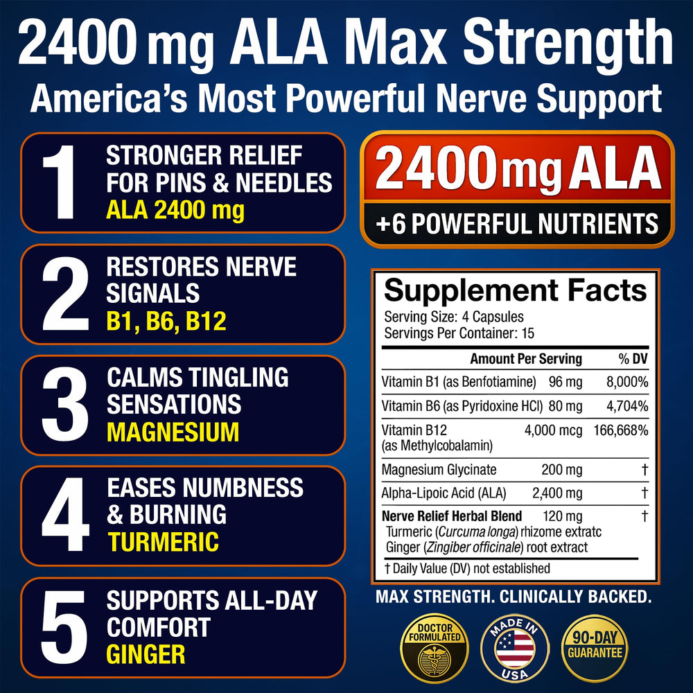 Nerve Guard bottle with label displaying the complete nutrient stack