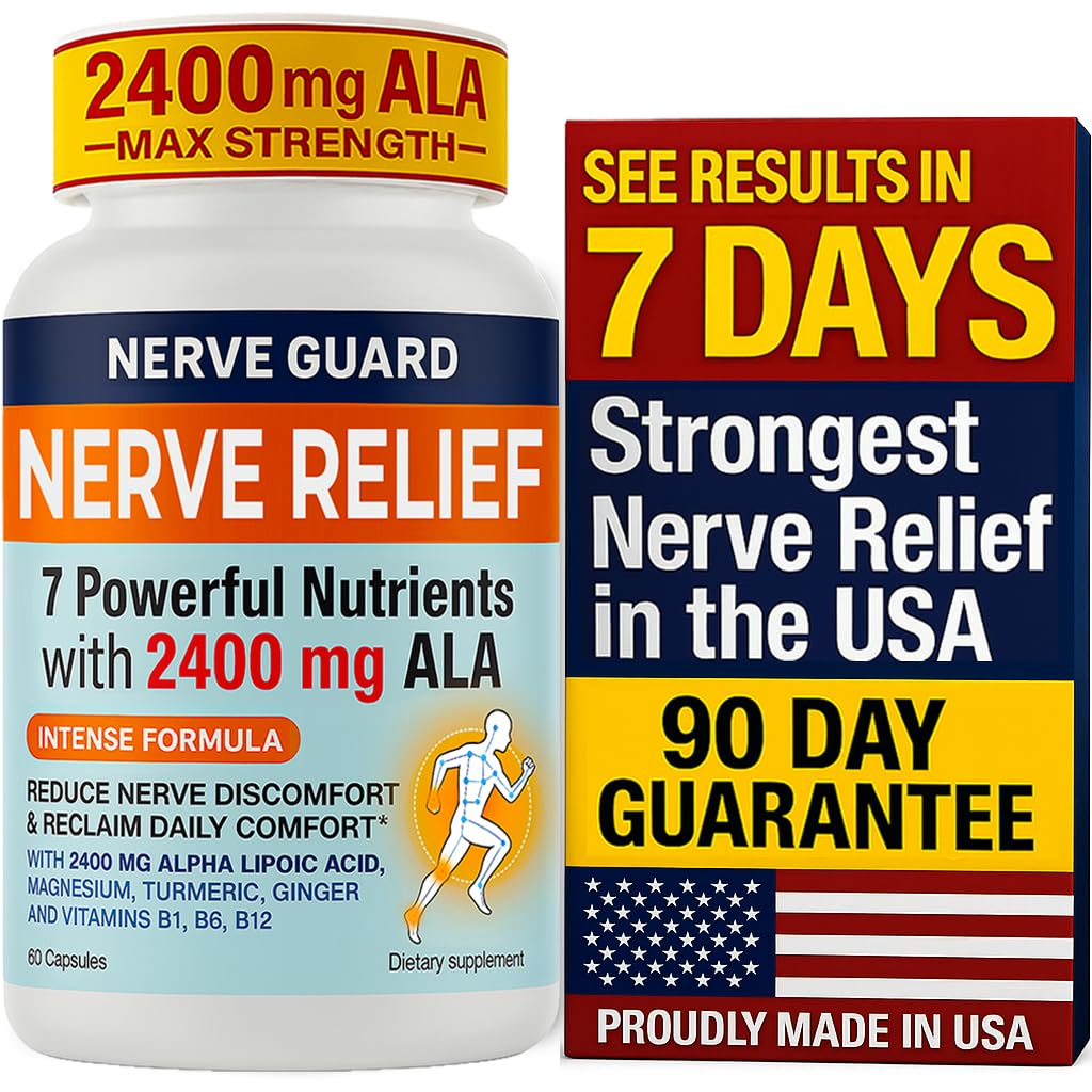 Nerve Guard bottle pour showing easy daily dosing for comfort