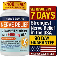 Nerve Guard bottle pour showing easy daily dosing for comfort