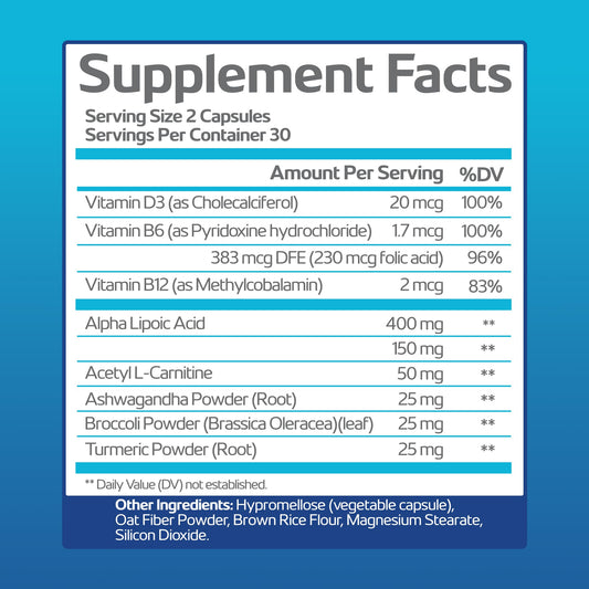 Nerve Recovery Max bottle label closeup highlights key ingredients and non-GMO promise